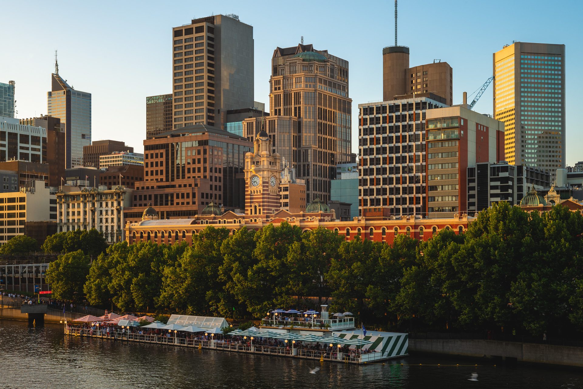 The Melbourne skyline reflected in the Yarra River