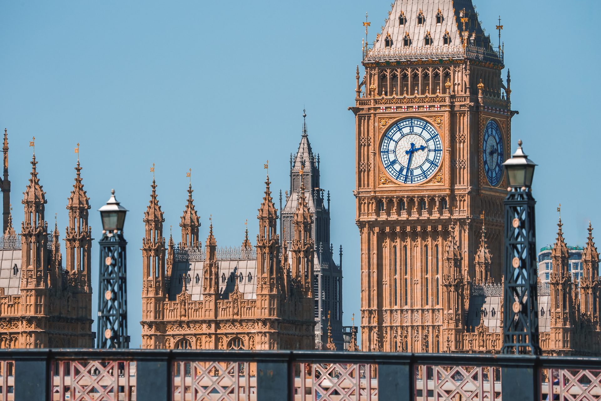 Big Ben and Westminster Bridge over the Thames in London