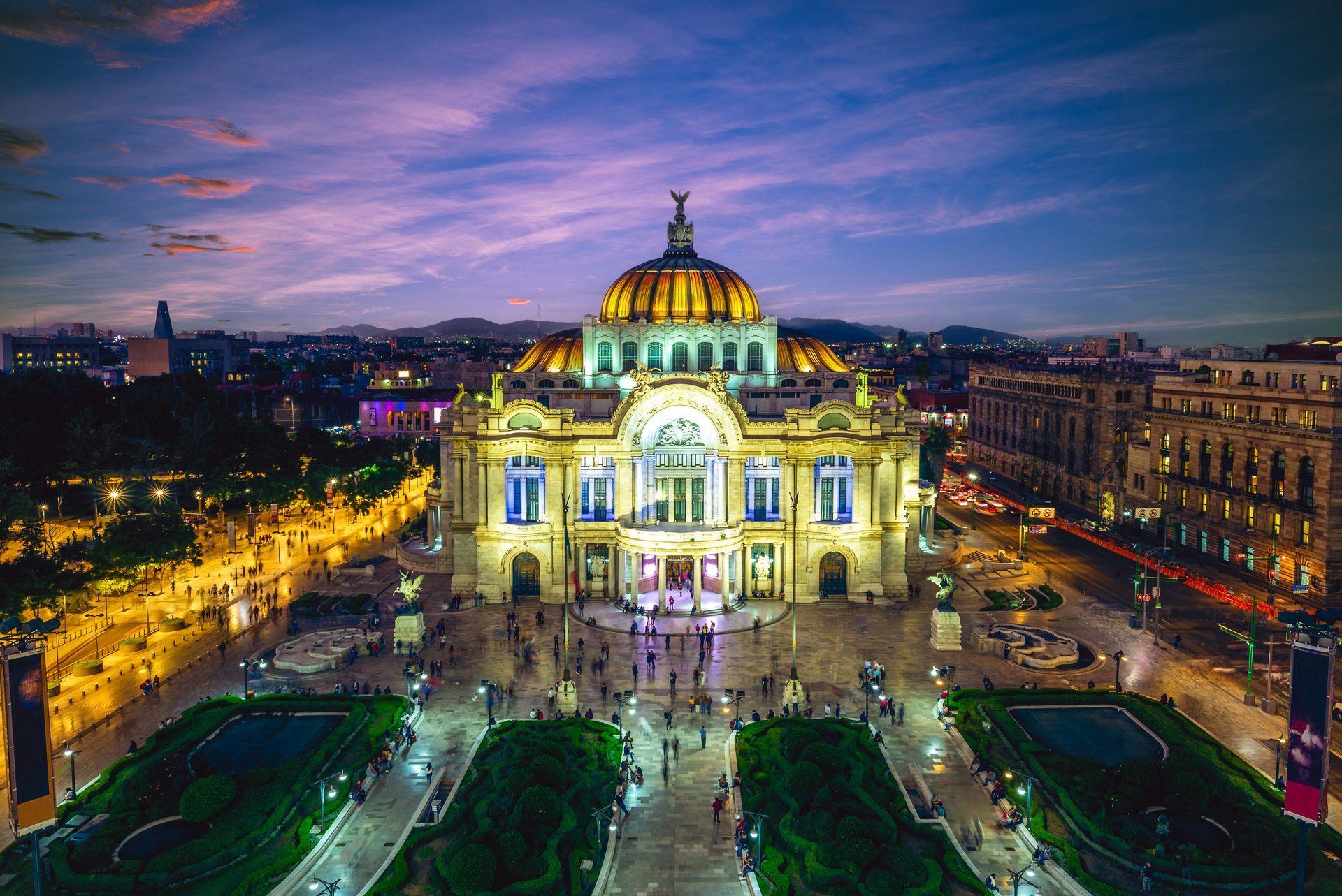 The Palacio de Bellas Artes with its domed roof in Mexico City