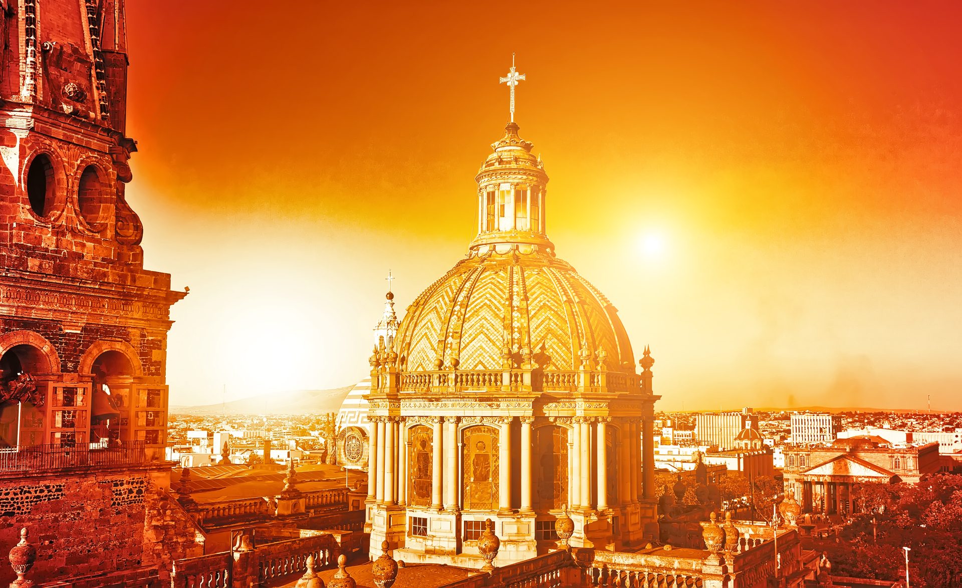 The twin-spired cathedral of Guadalajara in Jalisco