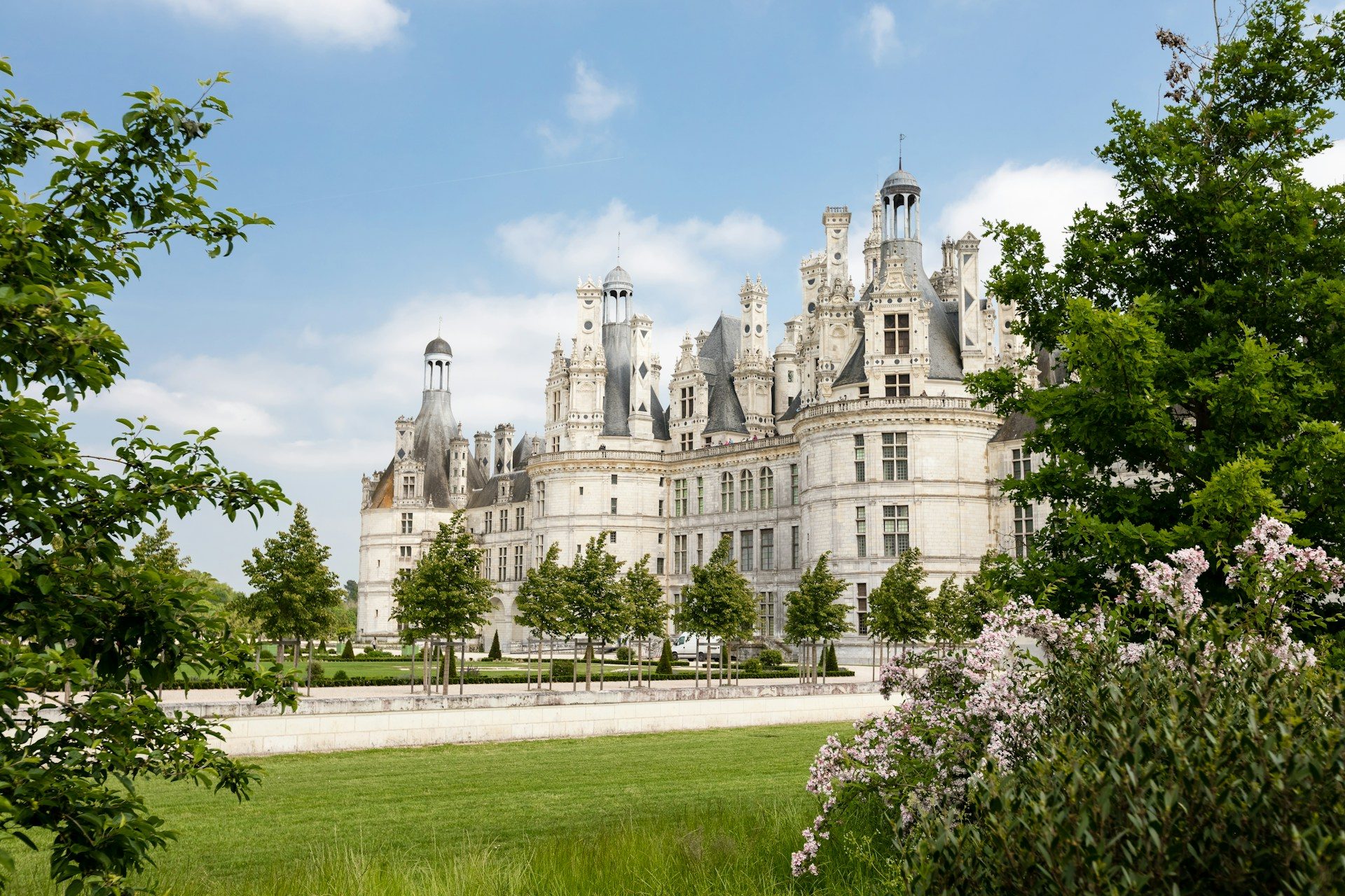 The turrets and towers of the Château de Chambord in the Loire Valley